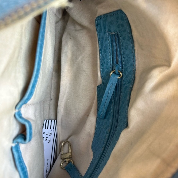 Kenneth Cole Blue leather gold ring shoulder bag vintage - Picture 5 of 5